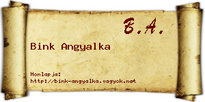 Bink Angyalka névjegykártya